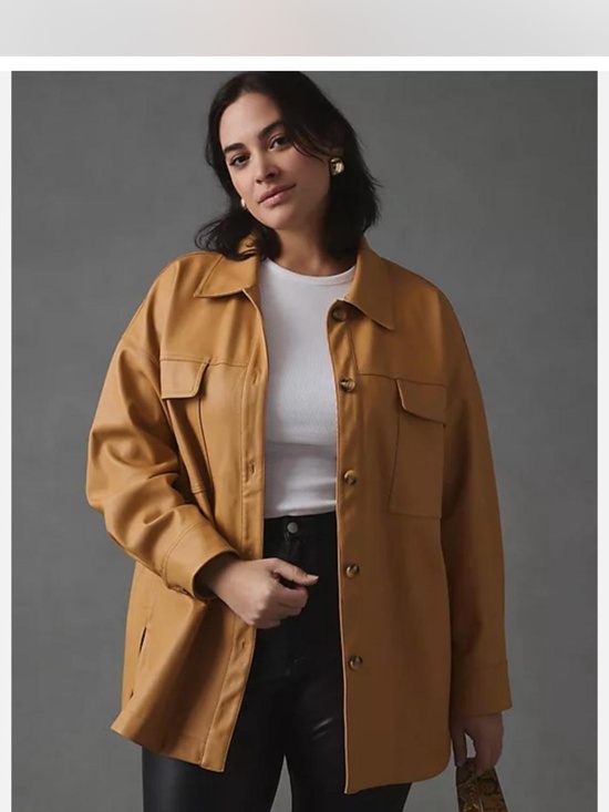 Maeve Jackets & Blazers - Maeve by Anthropologie Faux Leather Camel Shacket – Size Large